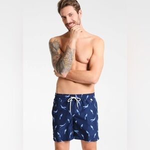 Polo Ralph Lauren|| Men’s Navy Blue Swim Shorts With Parrot Print